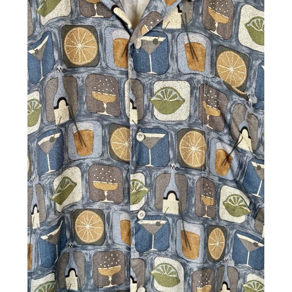 Bachrach 100% Silk Short Sleeve Button Up Martini Bar Drinks Shirt Men’s Size XL - Picture 2 of 6